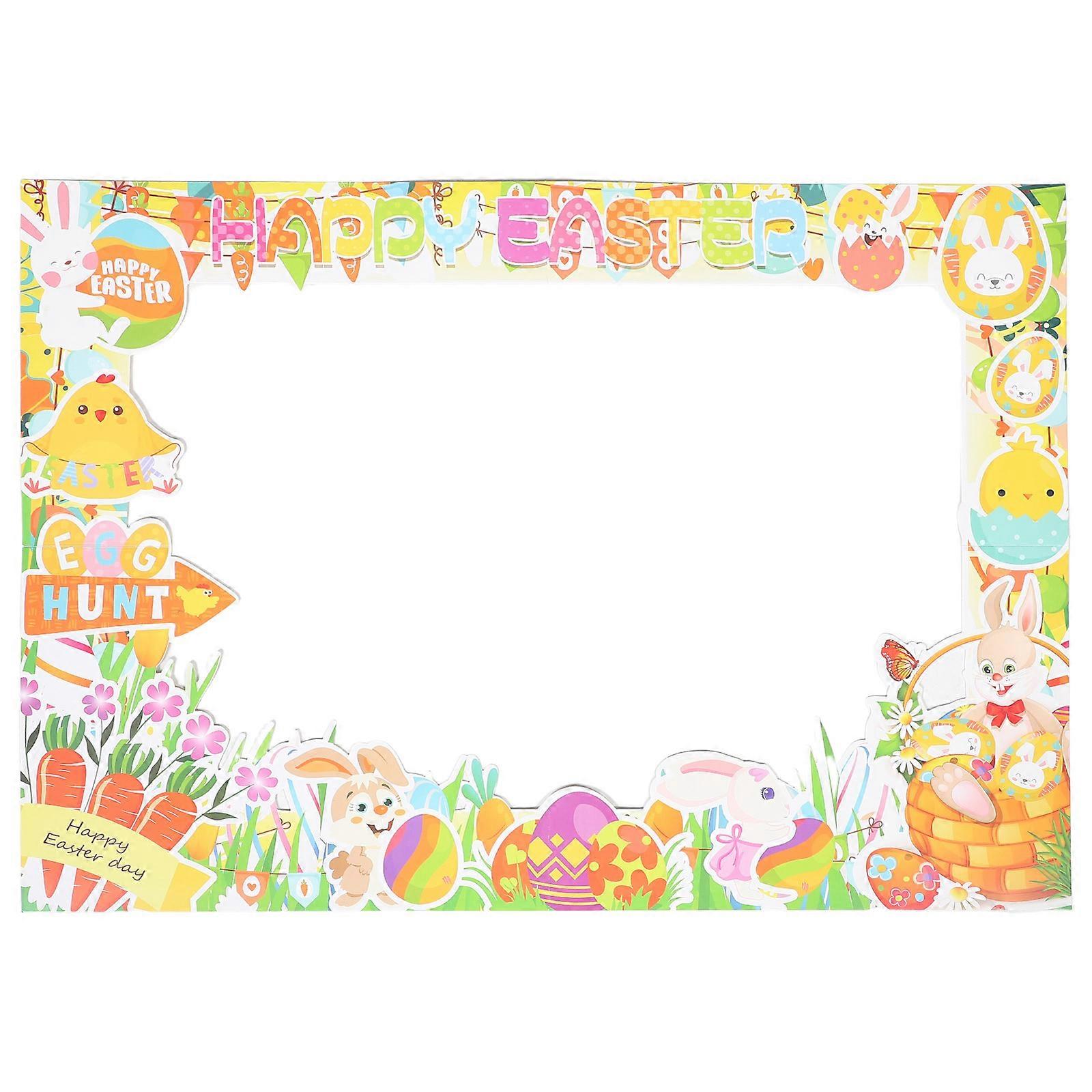 Festivals Photo Prop Easter Frame For Easter Party Supplies And Family Gathering 68.00X48.00X0.10CM Paper Photo Taking 1Set