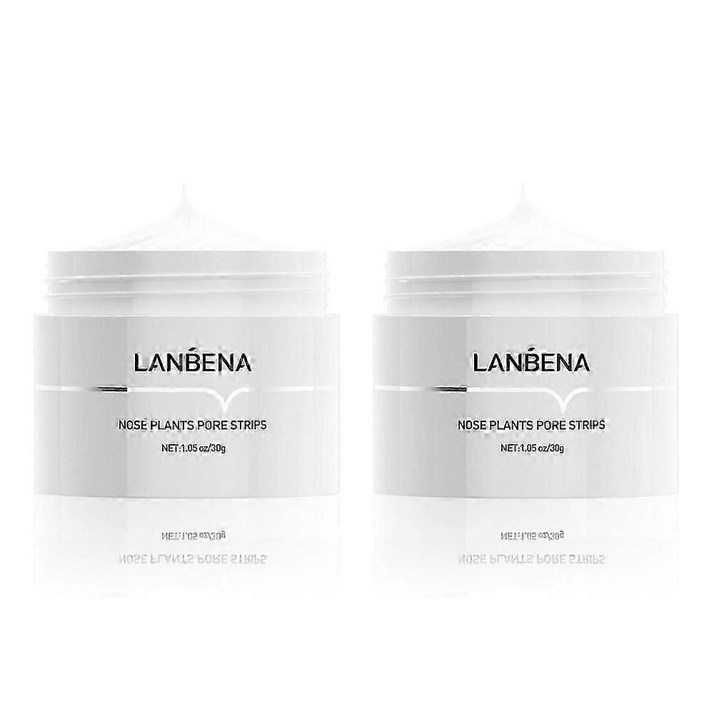 2pcs LANBENAにきびリムーバークリームフェイシャルノーズマスク植物毛穴ストリップにきびの皮を剥がす