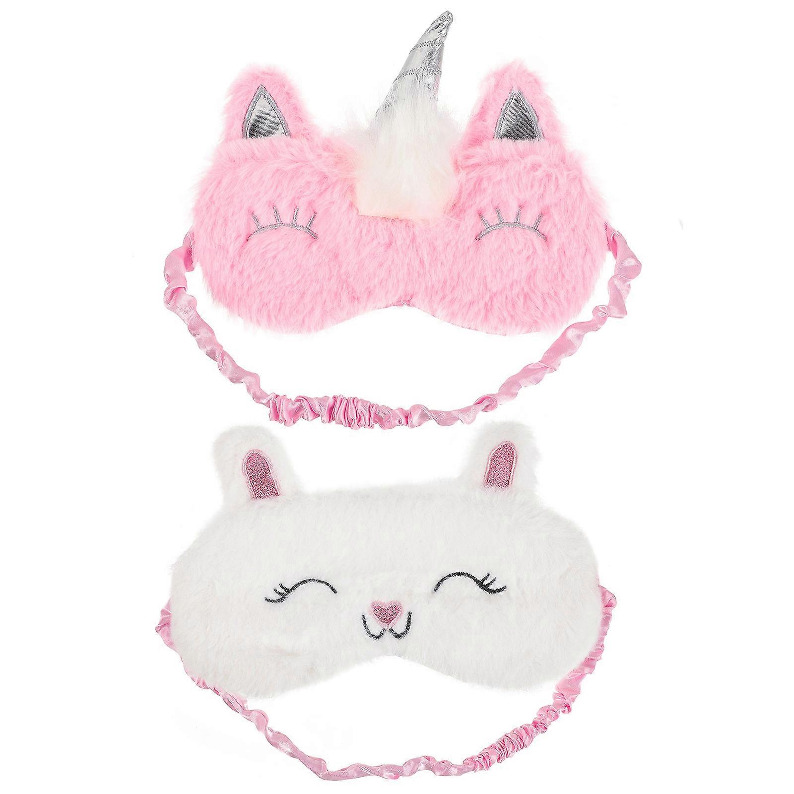 Sleep Mask Cooling Light Blocking Travel Use Nap Assistance Alpaca Shape Plush 2Pcs