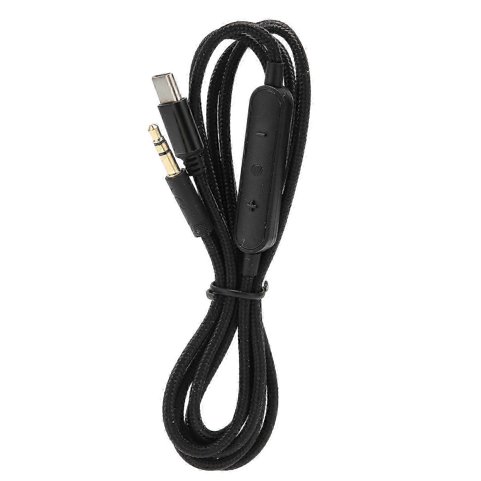 Type C Headphone Audio Cable USB C to 3.5mm Replacement Cord with Microphone and Volume Control for Compatible Devices
