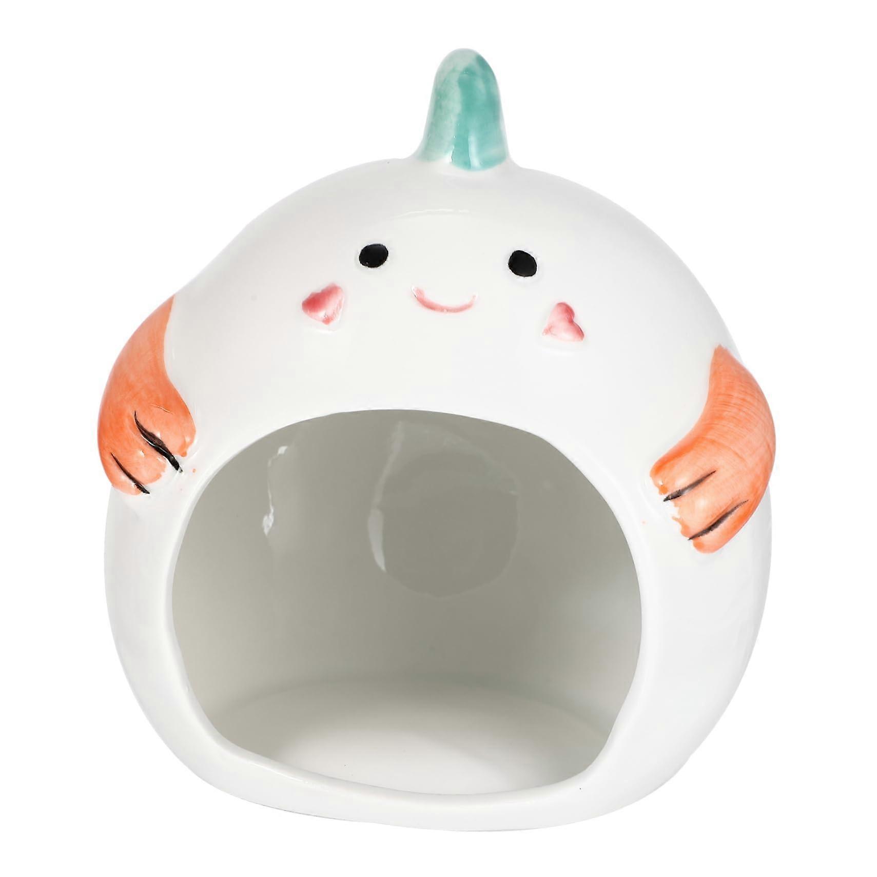 Ceramic Pet Hideout Cartoon Hamster House for Dwarf Hamsters and Guinea Pigs Cozy Sleeping Spot and Play Area for YearRound Use