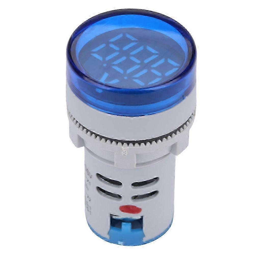 Digital LED Voltmeter Signal Light DC Voltage Meter Indicator Round Lamp Tester (Blue)
