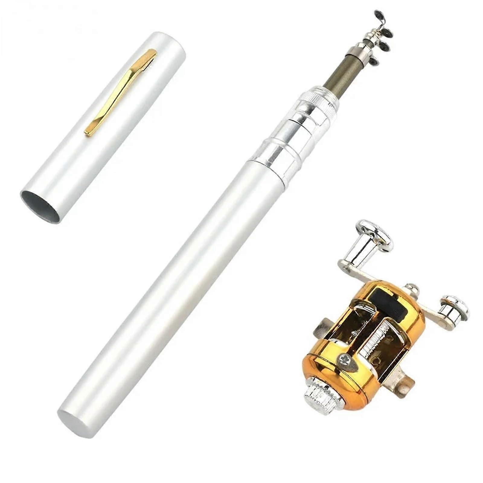 Fishing Rod With Steel Tip - Mini Ice Rod, Portable 1m Pocket Floater Rod, Silver