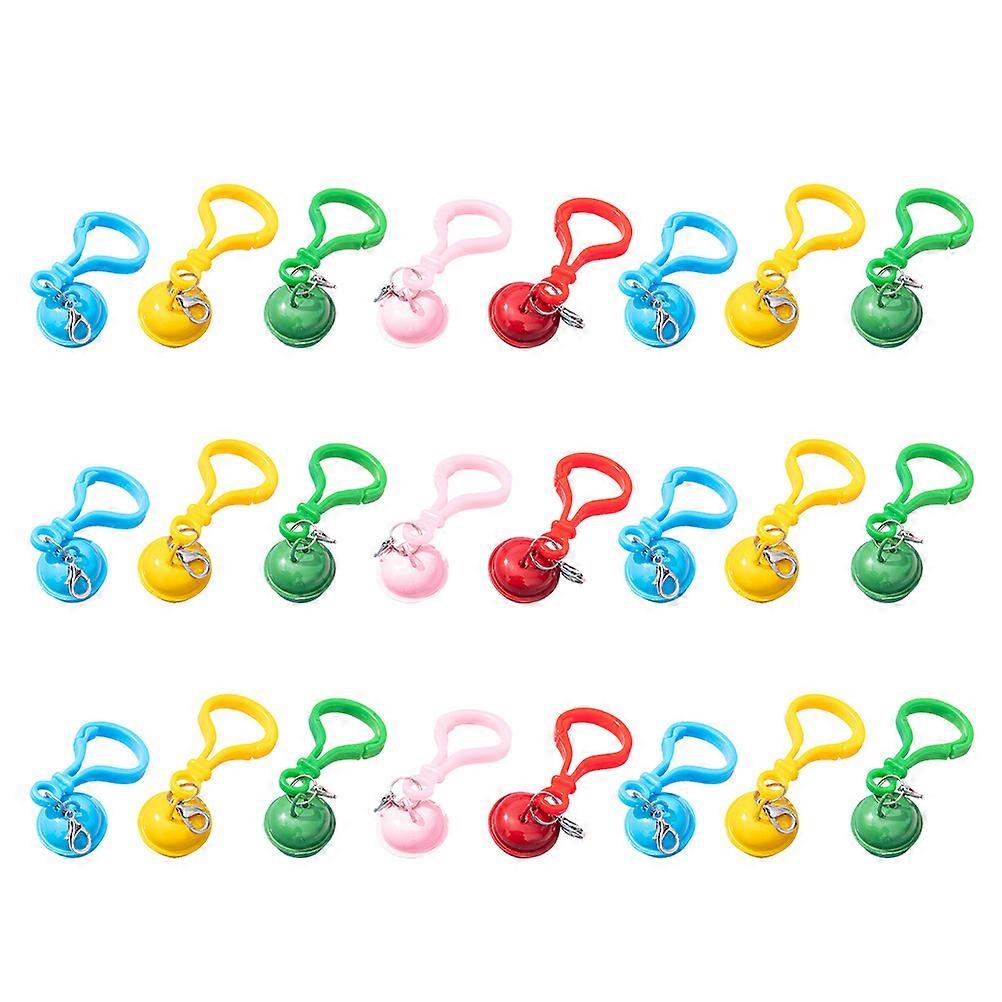 24pcs Colorful Bell Keychains Creative Bag Pendants Durable Lobster Clasp Vibrant Ornaments for DIY Decor Crisp Sound Mixed Colors