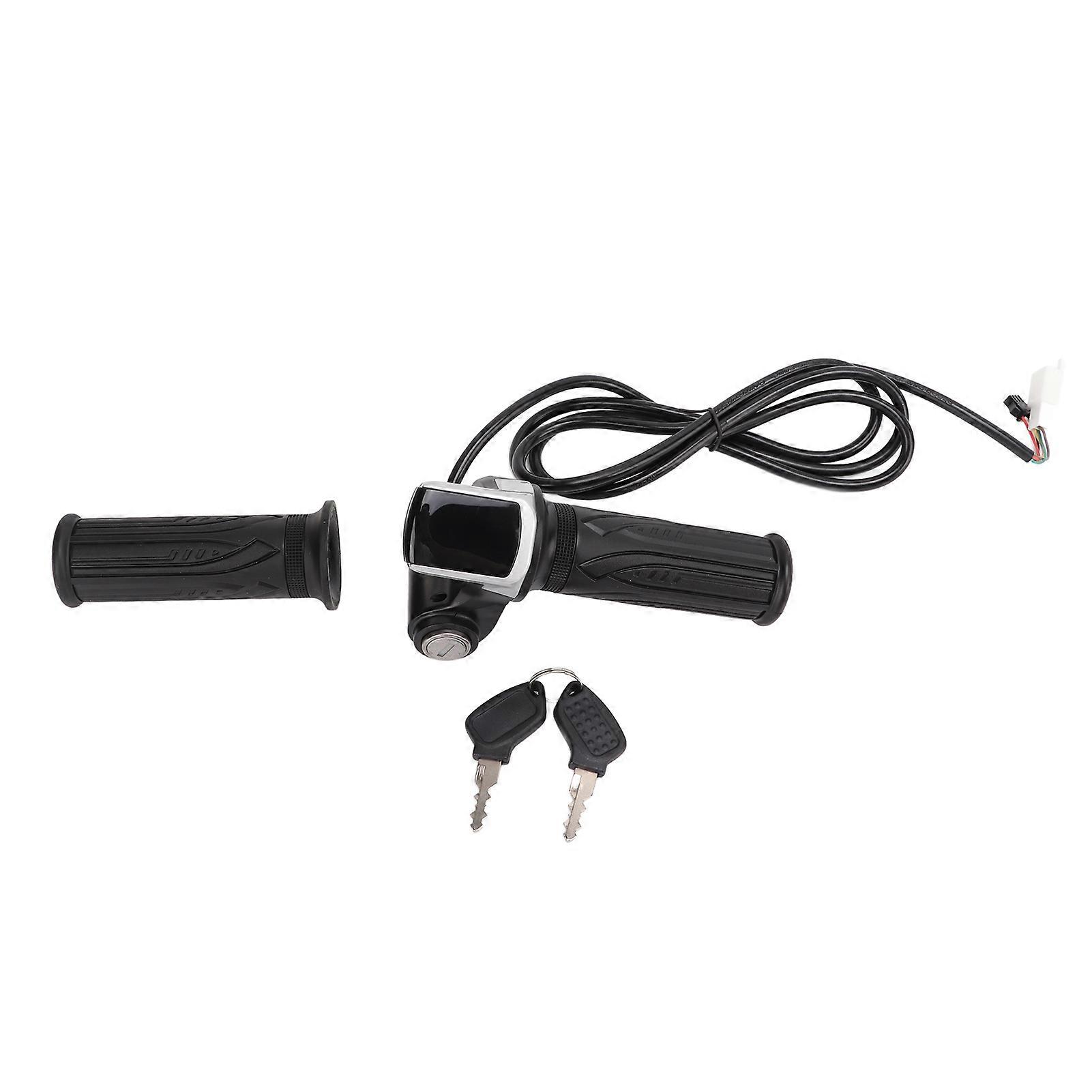 LED Display Electric Bike Throttle Grip Handlebar with Battery Indicator Power Switch Key