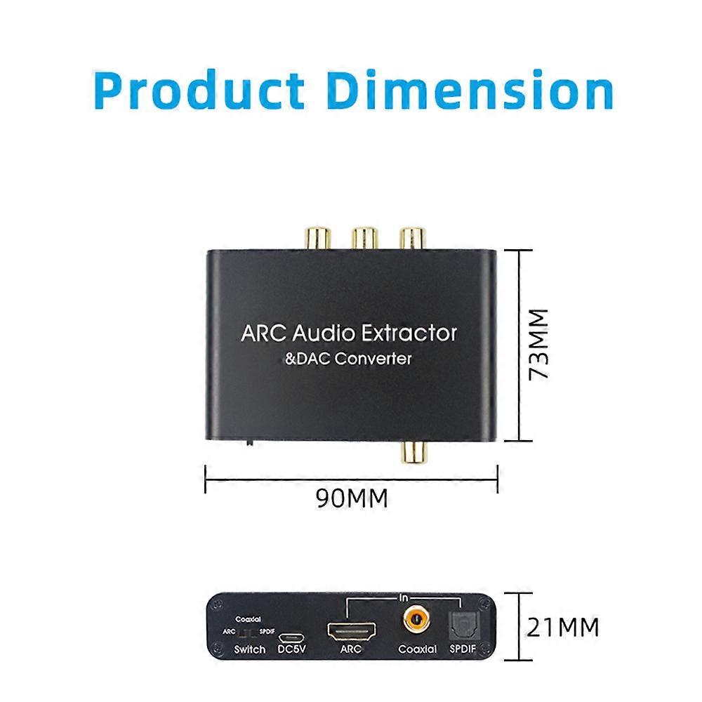 192KHz ARC Adapter HD Extractor Digital to Analog o Converter DAC SPDIF Coaxial RCA 3.5mm Jack Output