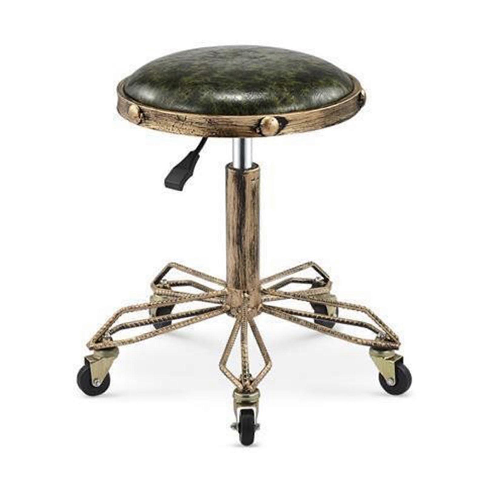 Retro Swivel Stool with Backrest, Adjustable Height 360° Rotating Stool for Salon, Massage, Bar, S9