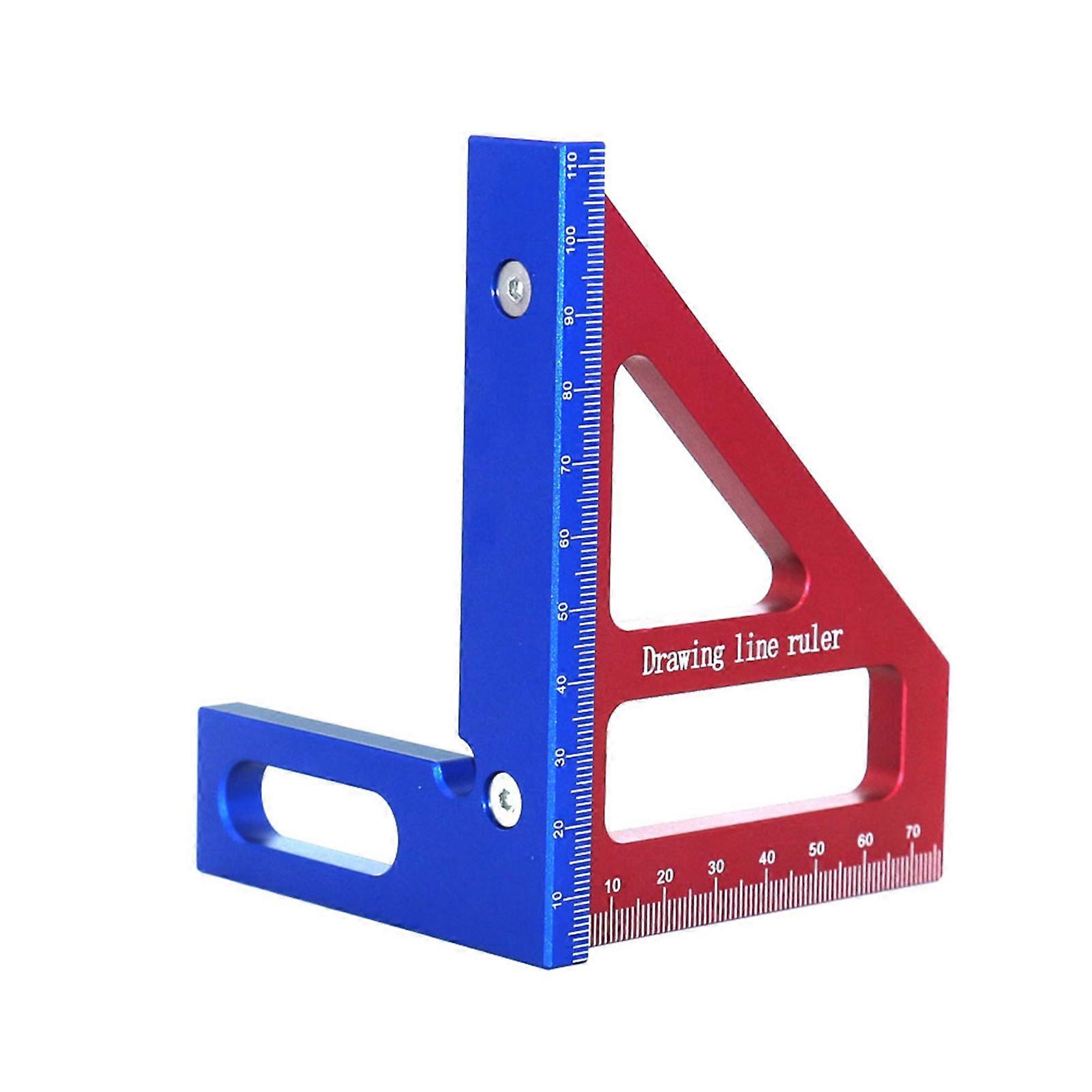 Woodworking Ruler 45/90 Degree Triangle Scriber Square Protractor Aluminum Alloy Measuring Tool for Engineer Carpenter
