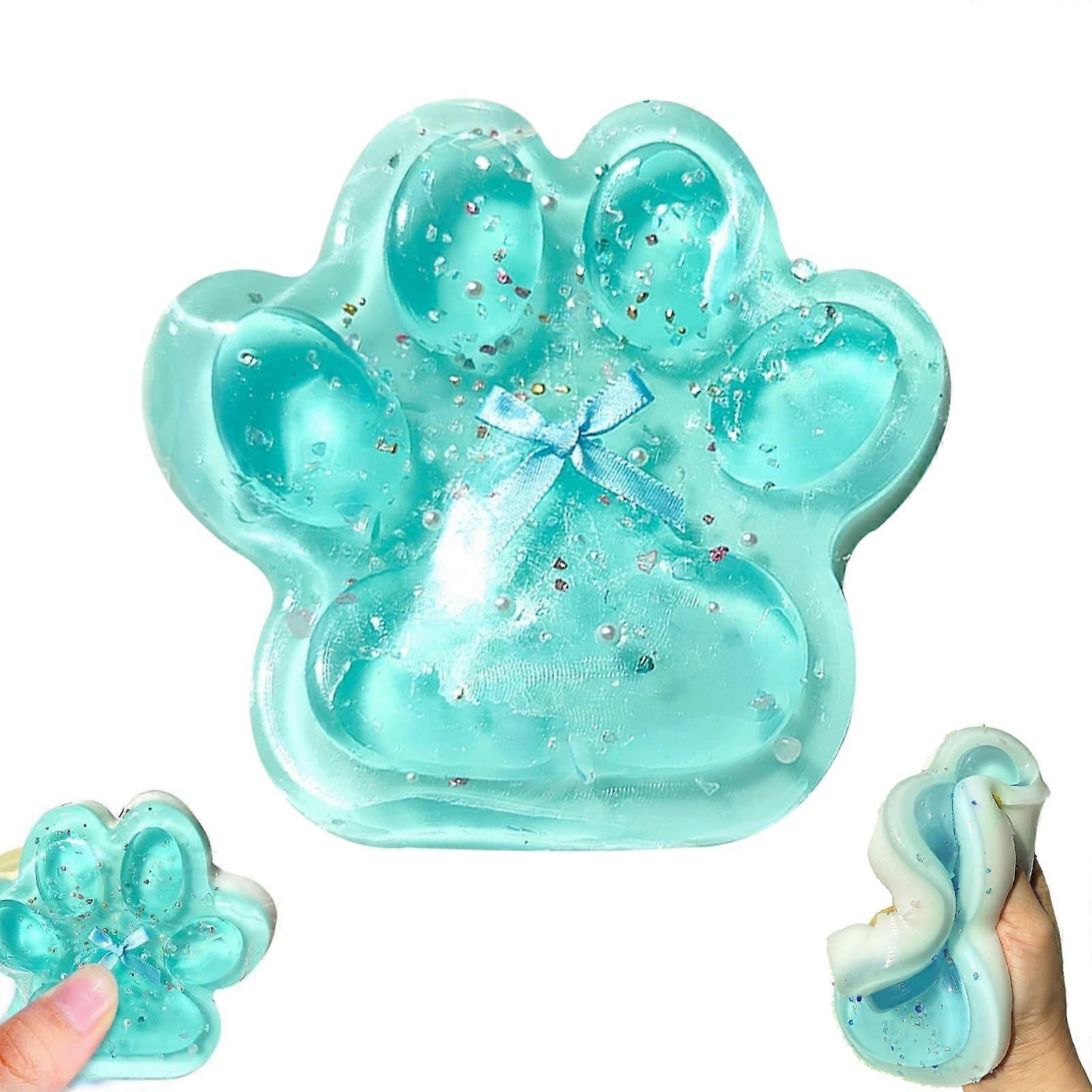 Squeeze Toy Cat Paw Squeeze Toy Soft Plush Cat Paw Squishy Sea Salt Color Anti-Stress Toy For Children And Adults