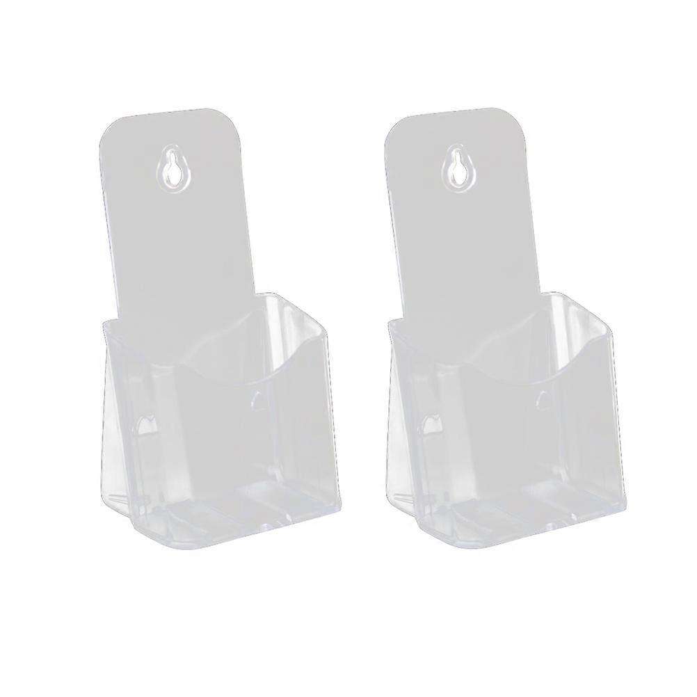 Transparent Pamphlet Holder Stand Acrylic A4 Size Triangular Fold Display Rack for Home Use 2Pcs