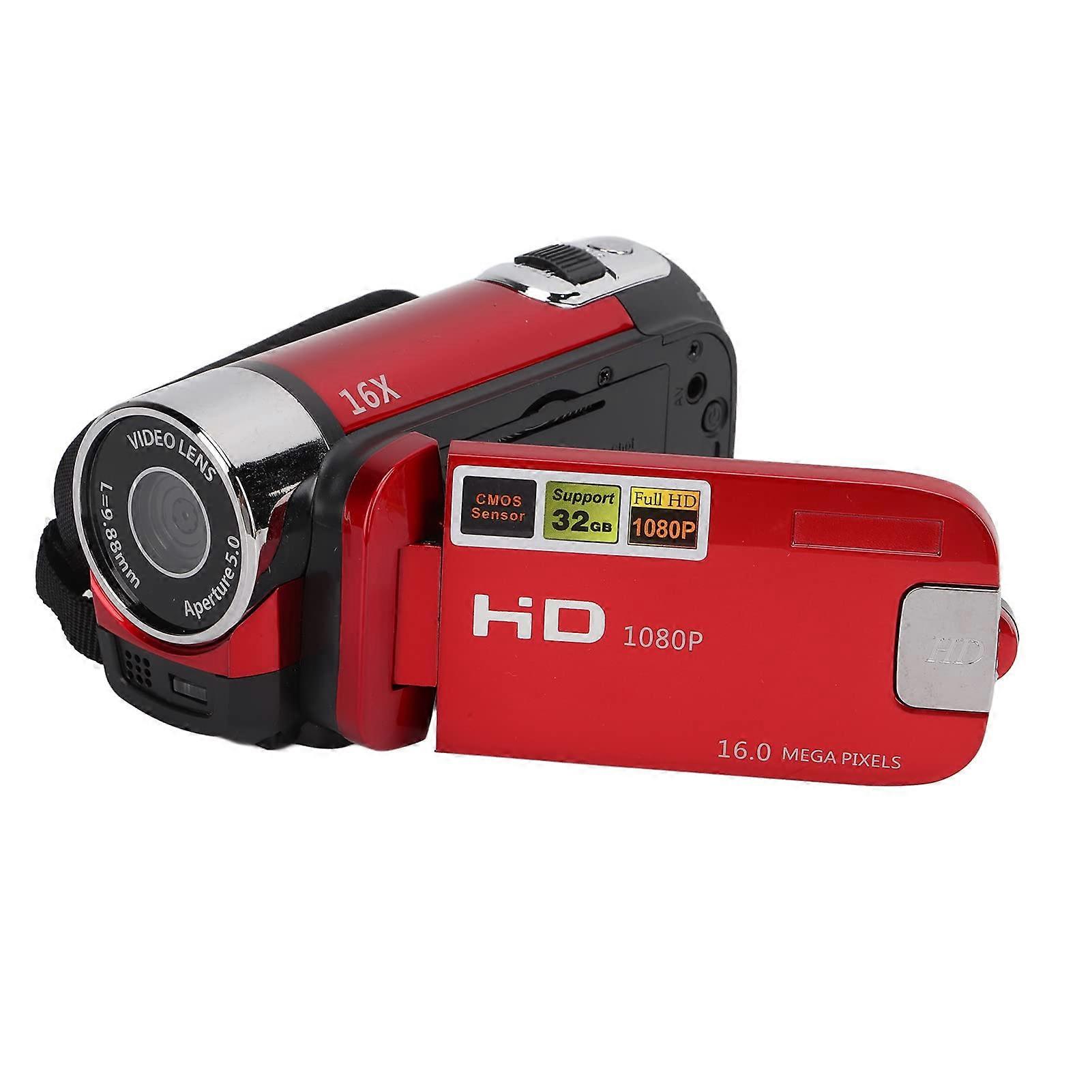 Video Camera Camcorder 4K 1080p HD with 16x Zoom, 2.7 Inch 270° Rotatable LCD Screen for Vlogging YouTube (Red)