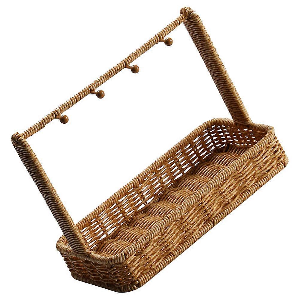 Decorative Basket with Handle Entryway Tabletop Storage Baskets for Keys Natural Style Light Brown 25.50X20.00X13.00CM 1Pack