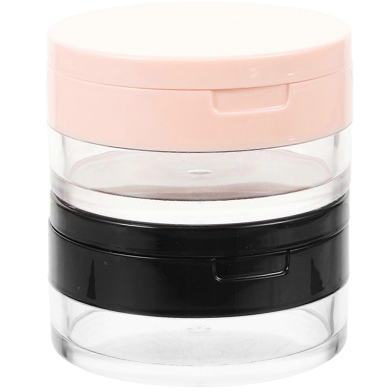 Plastic Empty Travel Powder Container Refillable Powder Boxes Makeup Enthusiasts 6.8x6.8cm Pink 2Pcs
