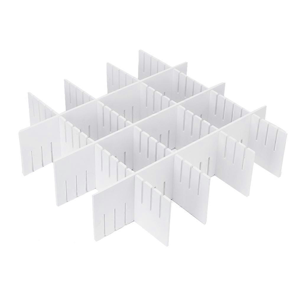 Adjustable Drawer Separators Plastic Partitions Makeup Cosmetics Storage 47x7cm White 5Set