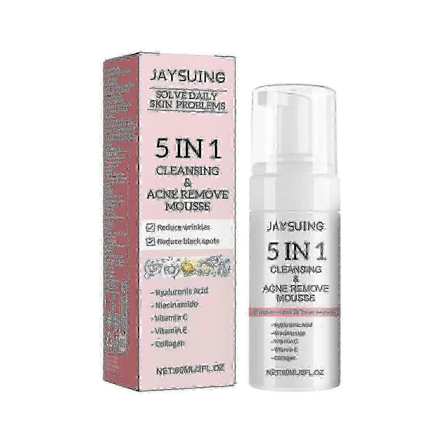 Jaysuing 5 In 1 Cleansing Mousse For Cleansing Pores, Smoothing Marks, Blackheads, Acne And Oil Cont