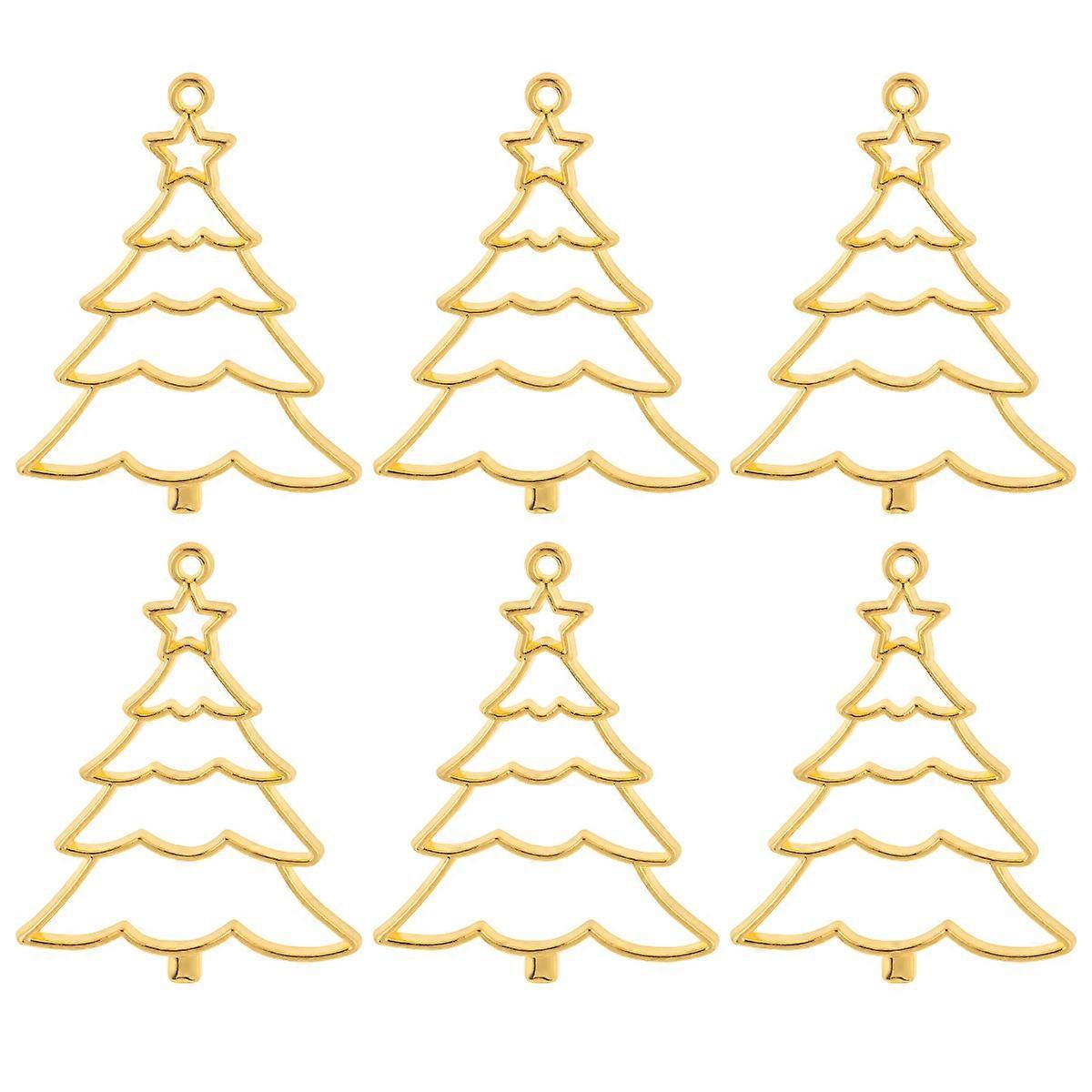 Jewelry Making Accessories Christmas Charms Tree Shape Golden 4.10X3.20X0.20Cm Zinc Alloy Simple Design 10Pcs