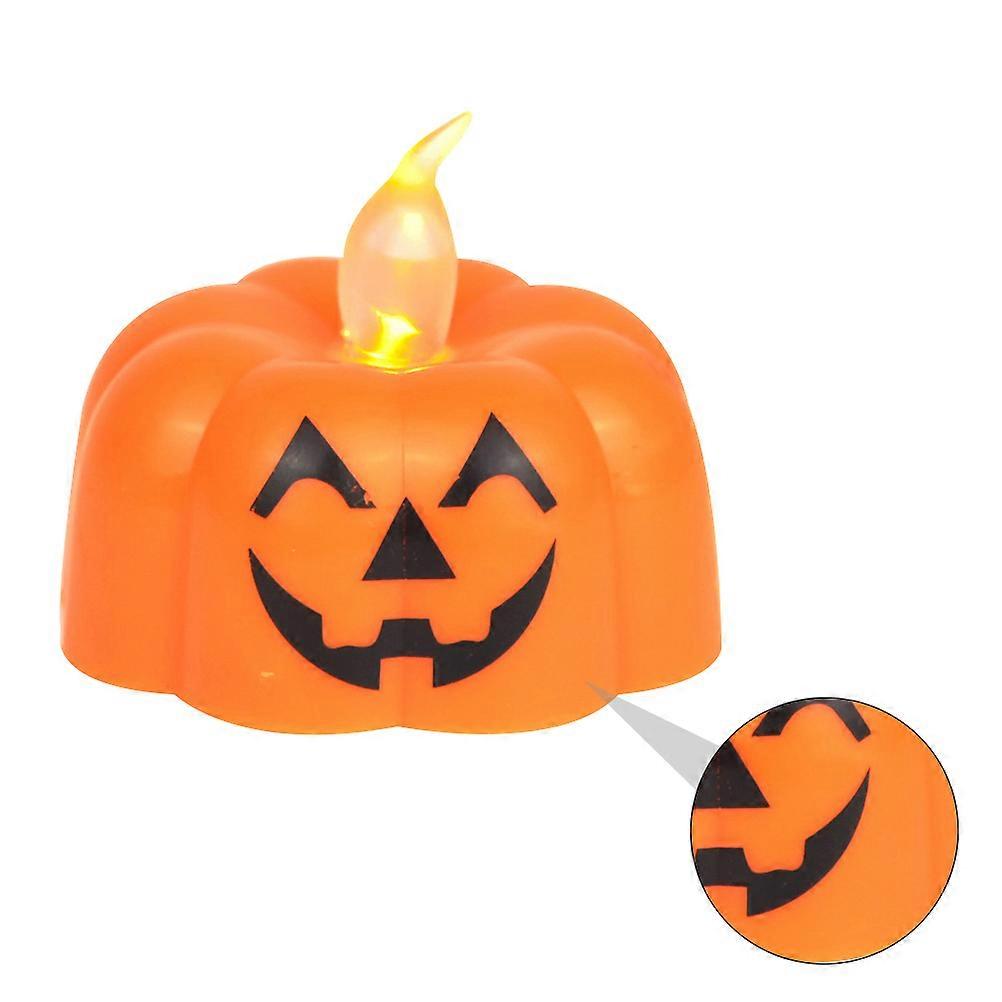 Halloween LED Pumpkin Tealight Candles Flameless Decorative Orange Battery Operated Portable Candle Lights for Halloween Decor
