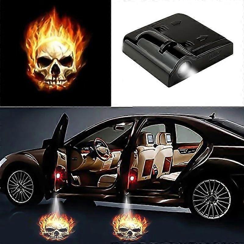 1pcs Universal Led Door Welcome Laser Projector Logo Ghost Shadow Night Light Wireless Car Courtesy Lamp Kit Car Accessories Motor Vehicle Lighting