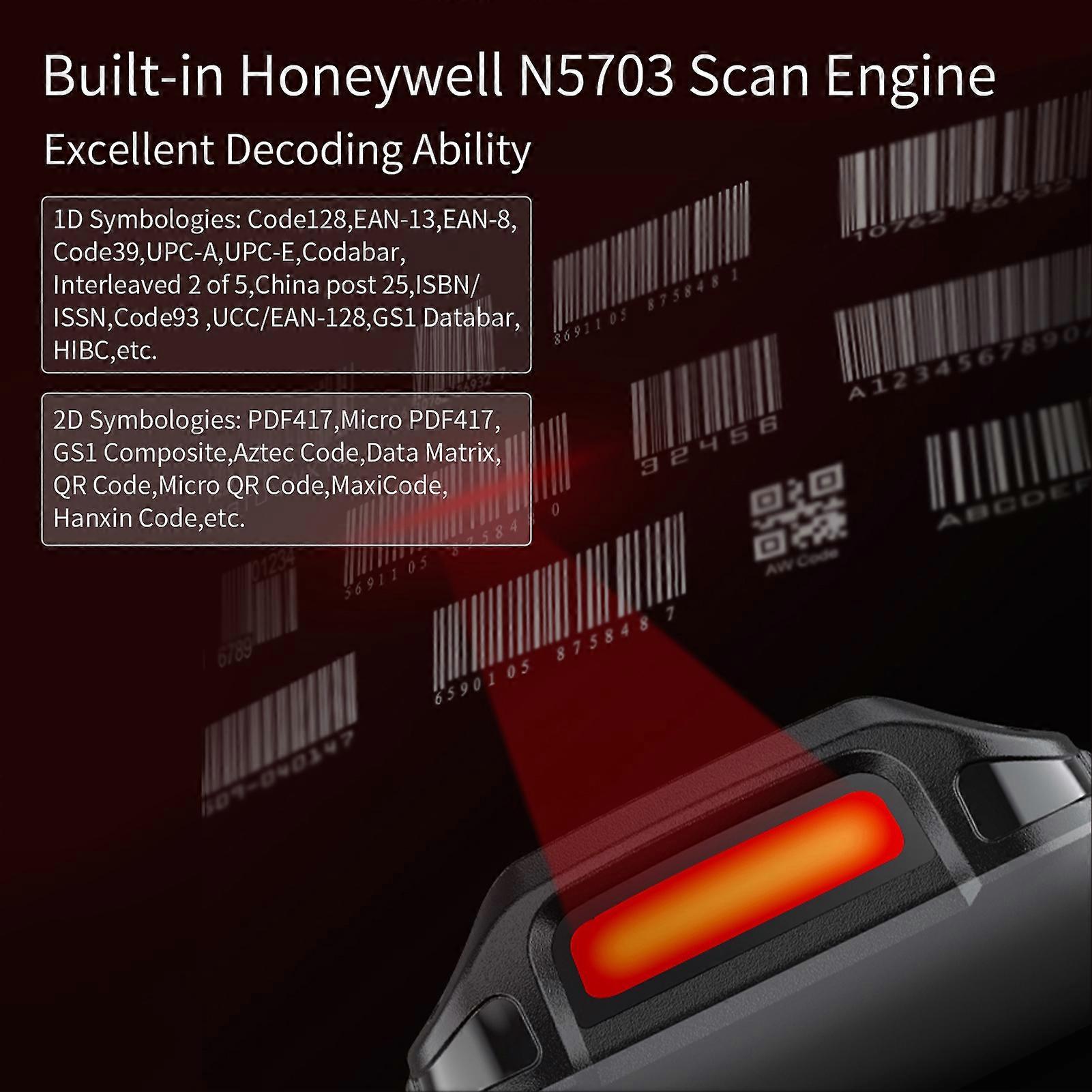 Android 10.0 1D Barcode Scanner Handheld Mobile Terminal PDA with Honeywell 5703 Scan Engine Support 1D/2D/QR Code Scaning Wireless Wi-Fi 4G with 4.0
