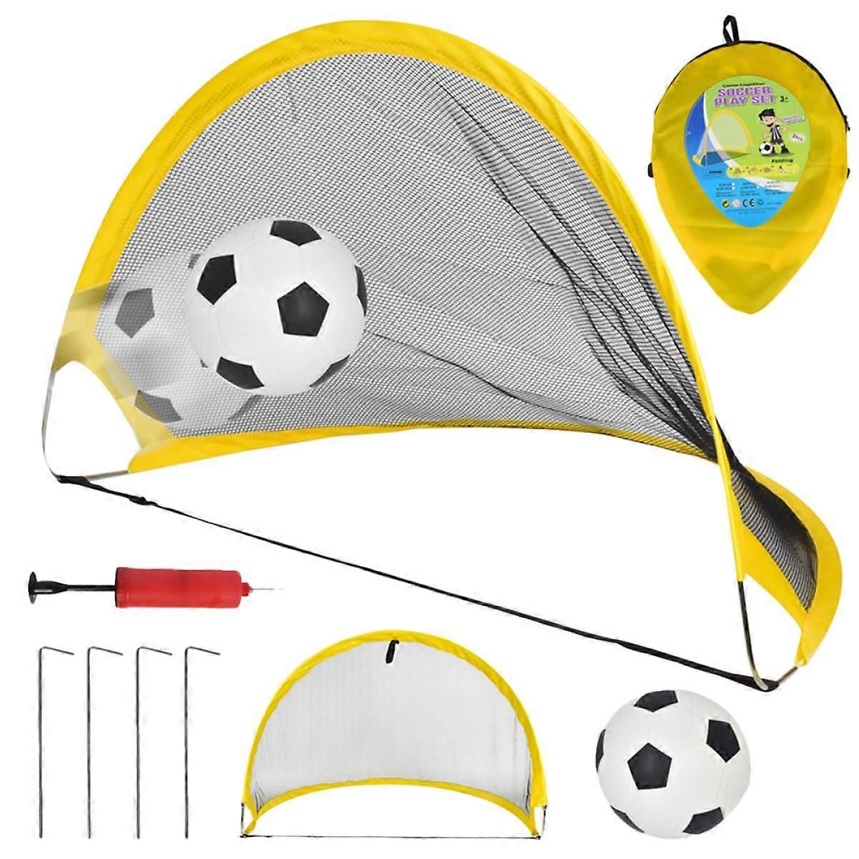 1satz Portable Foldable Soccer Goal Set for Indoor and Outdoor Use, Weatherproof Sports Toy with Soccer Ball, Yellow Series