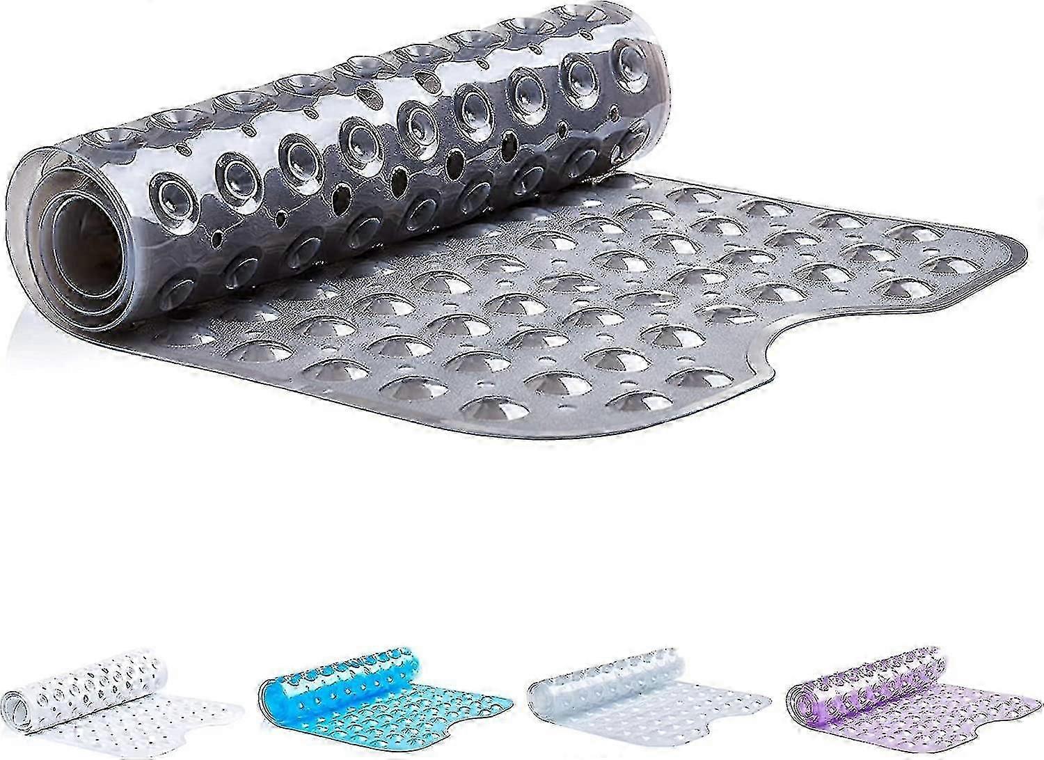 Non-slip Extra Long Bath Mat With Suction Cups, 100x40cm/40x16in Bathtub Mats, Anti-mildew, Machine Washable, Latex-free (white)