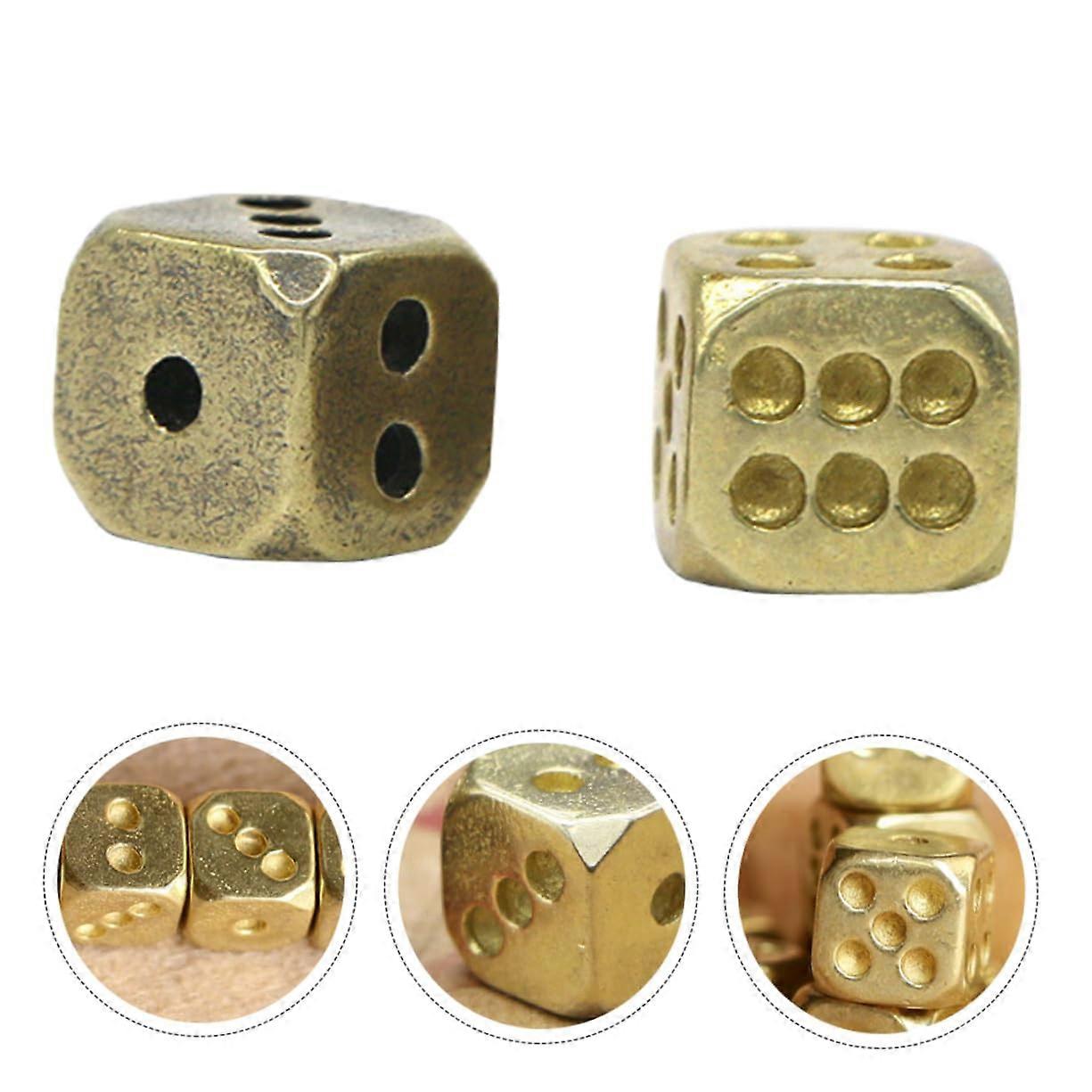 Pack of 2 Pure Copper Brass Round Dice Set for Board Games, Role Playing, Table Games, Standard Game Tools