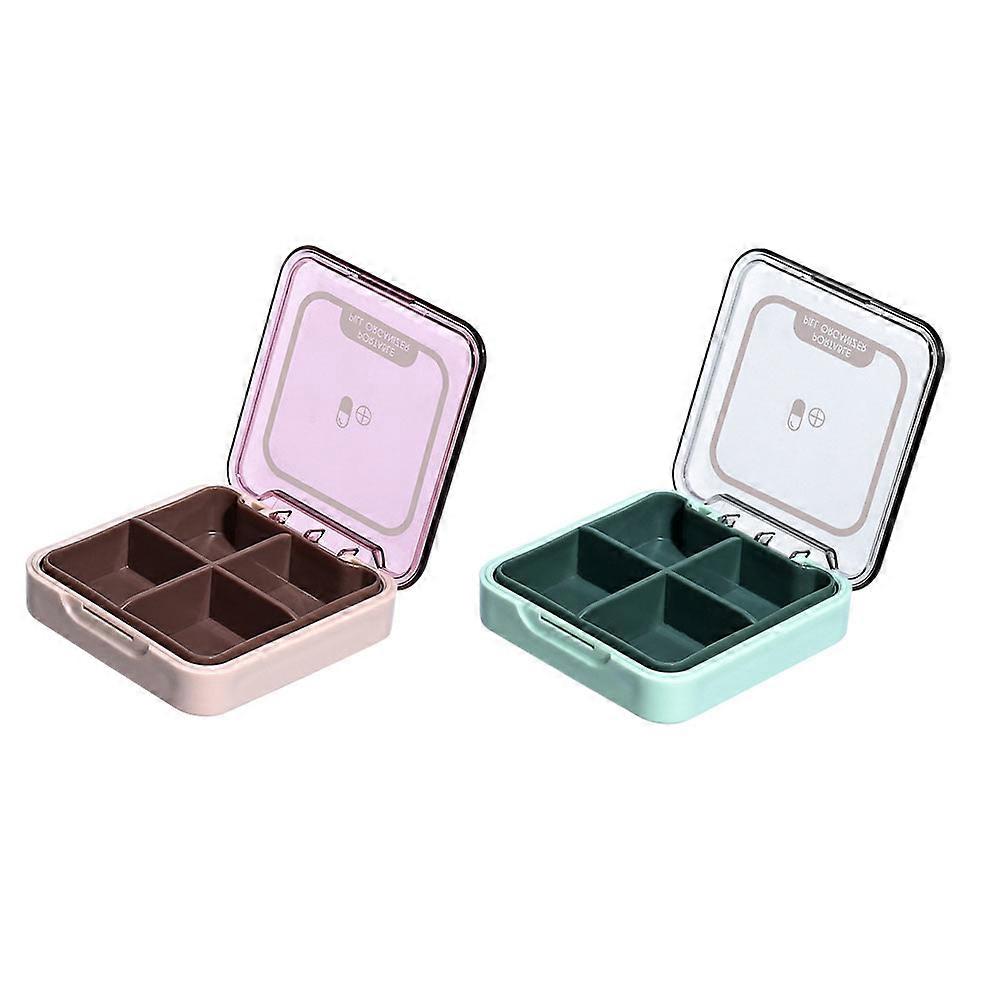 Pill Container For Travel Pill Case For Purse Small Portable Container Assorted Color 7.5X7.5X3CM Waterproof 2Pcs