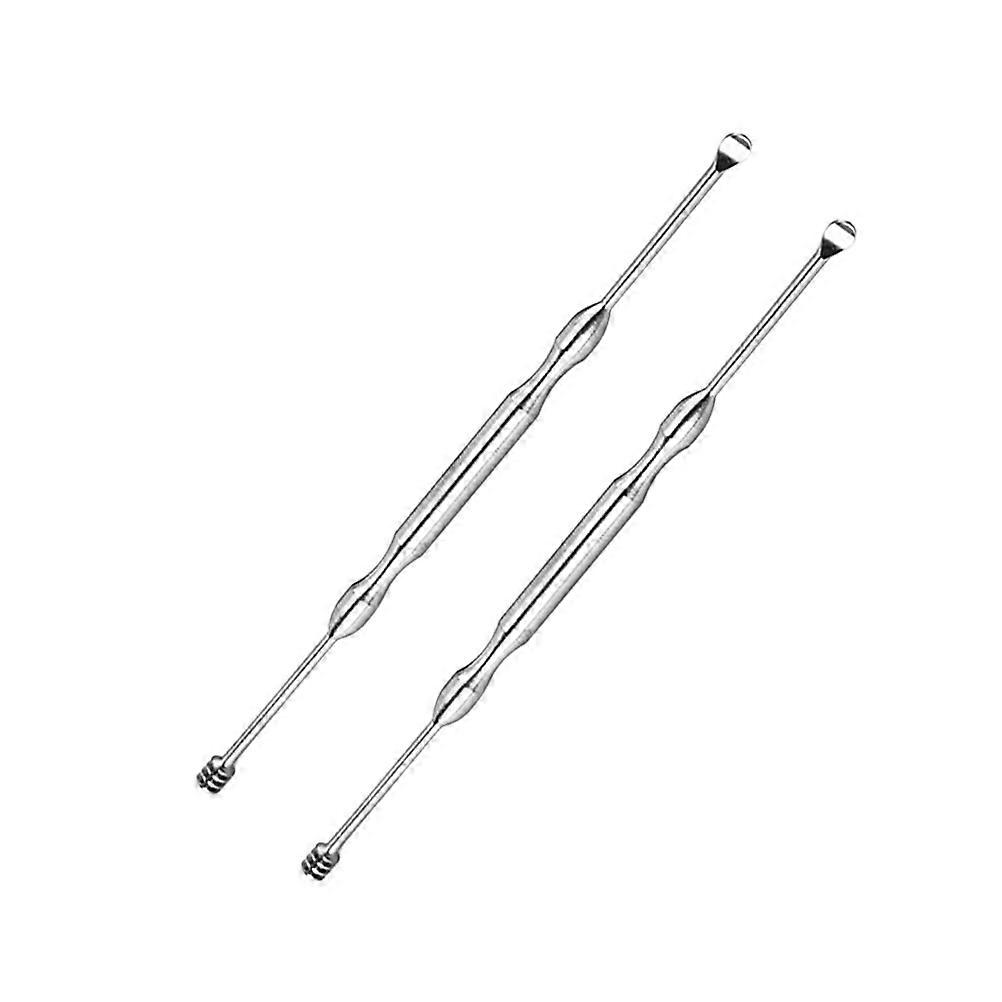 Portable Ear Spoons Silver Stainless Steel For Family Use 2Pcs