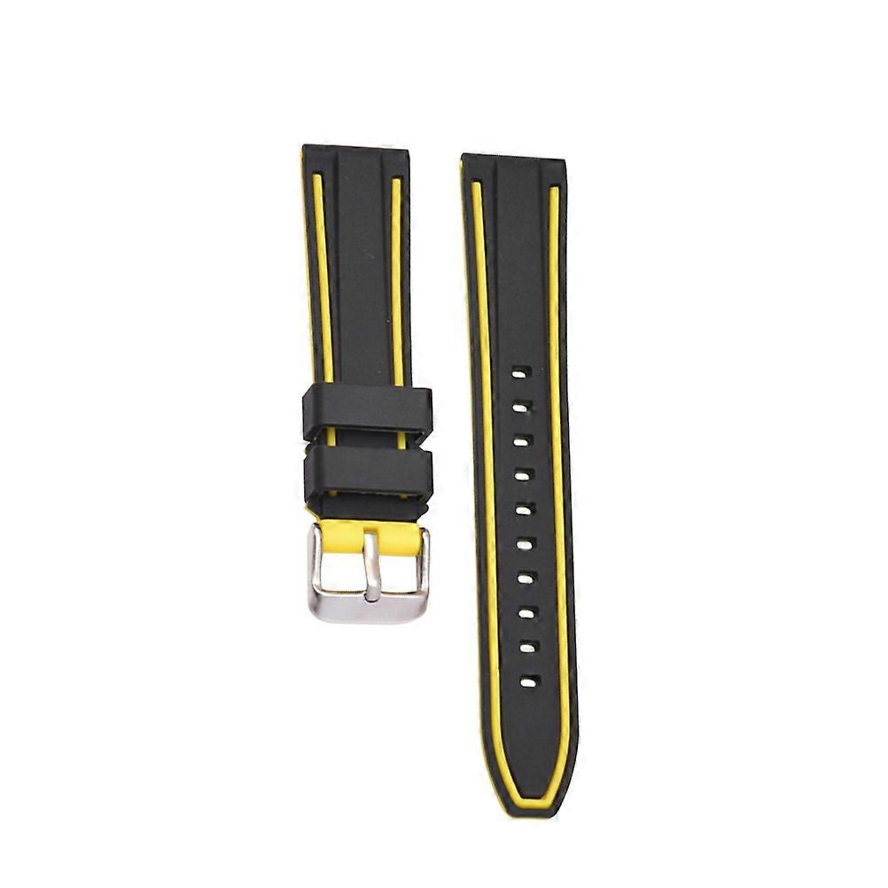 Silicone Watch Band Replacement for Dichromatic Black Yellow Strap   Soft and Comfortable Smartwatch Accessory
