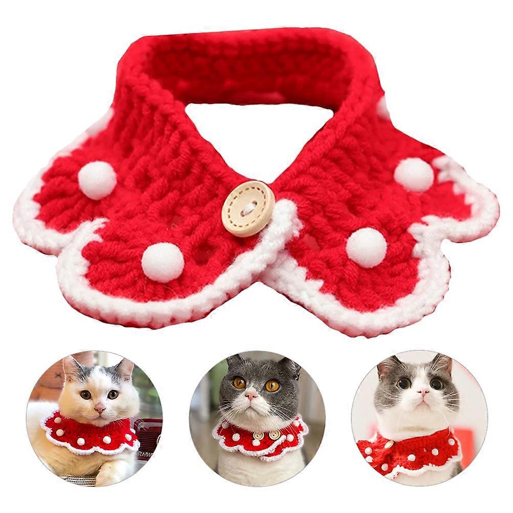 Cat Neckerchief Easy to Wear and Take Off for Christmas and Weekdays Red 1Pcs