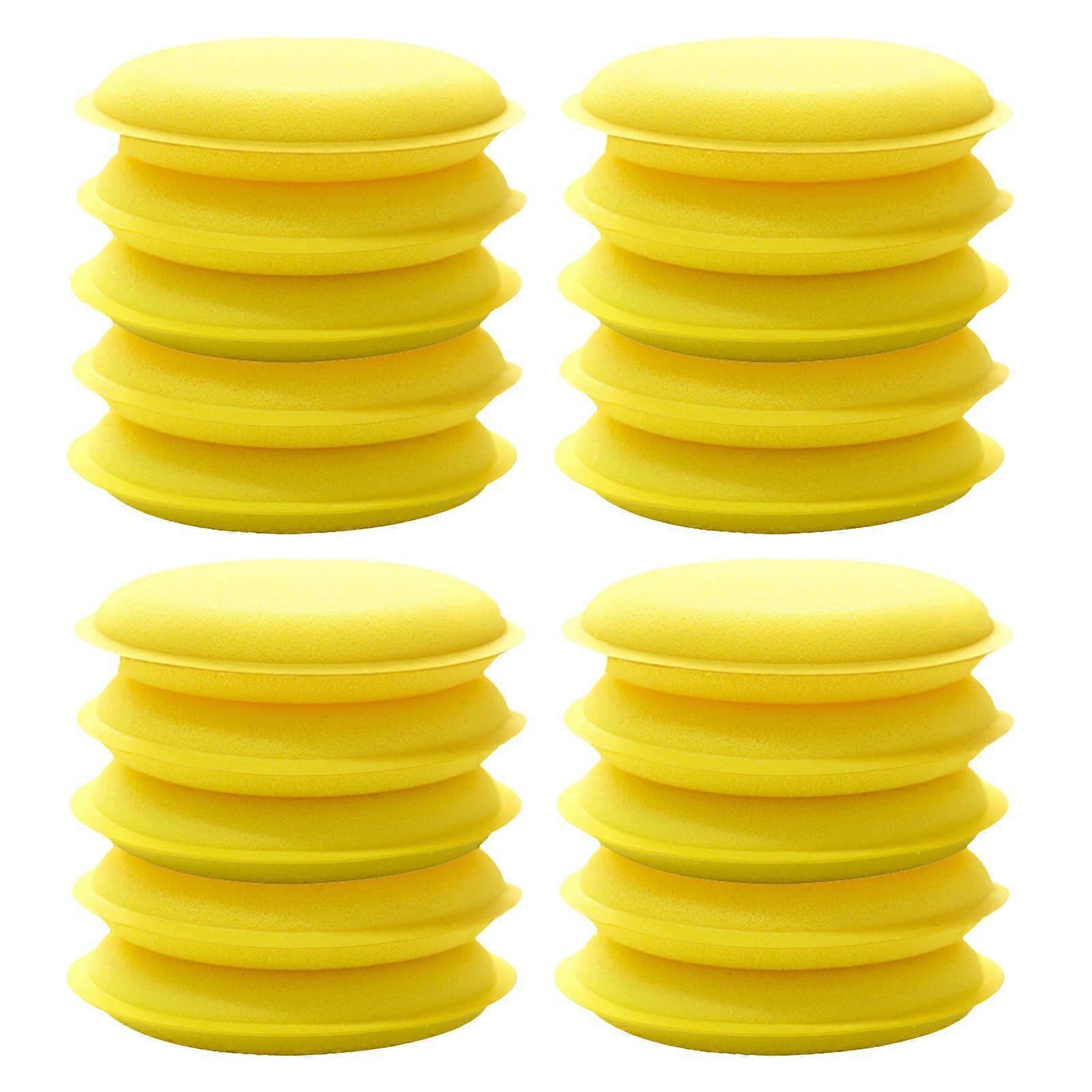 Round Wax Polishing Sponges, 20 Pieces, Foam Material, For Car Wash Installations, Wax Curing And Polishing