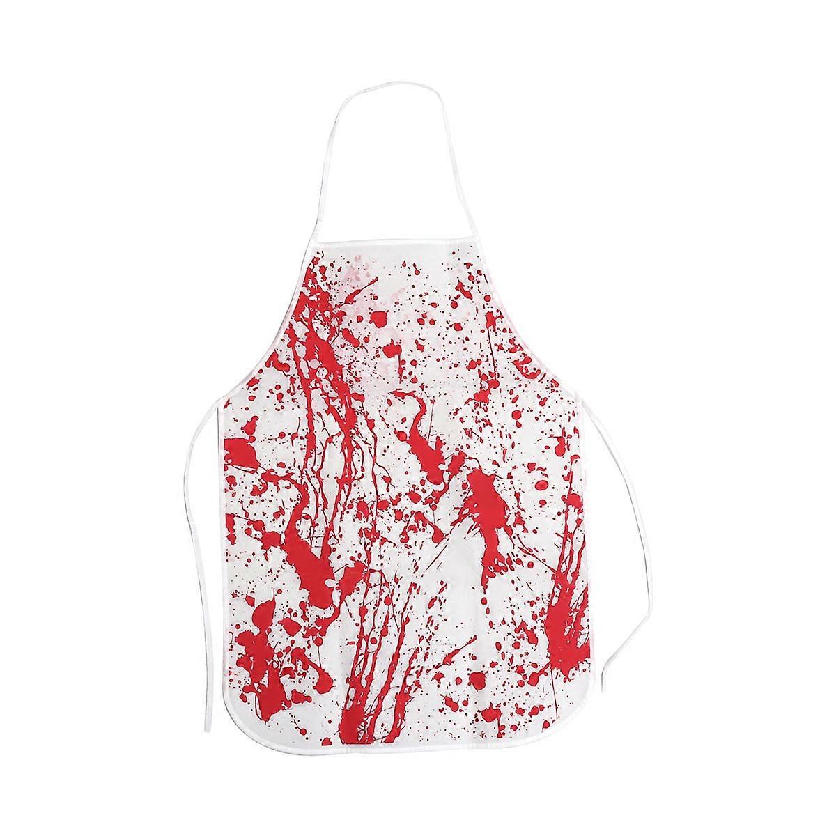 Scary Halloween Apron for Decorating with Blood Prints on Red Nonwoven Fabrics Creates Spooky Atmosphere