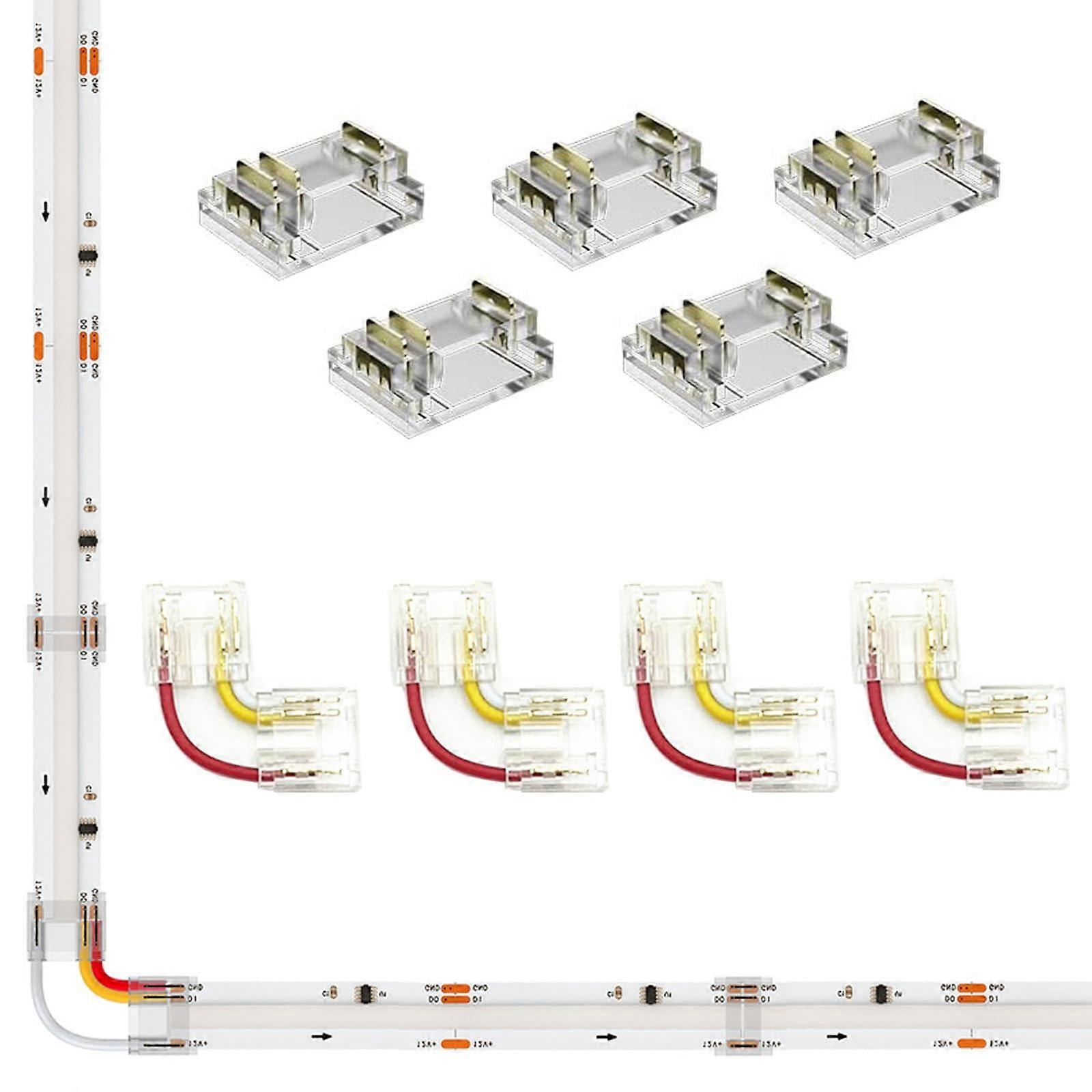 3 Pin 12mm FCOB LED Connector for RGB Smart IC COB LED Strip Light 5 Strip to Strip 4 Pack L Shape WS2811 720LED Indoor