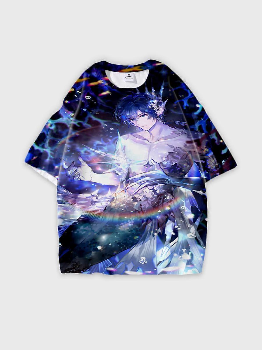 T-shirt round neck Role Pattern loose short sleeve E3663