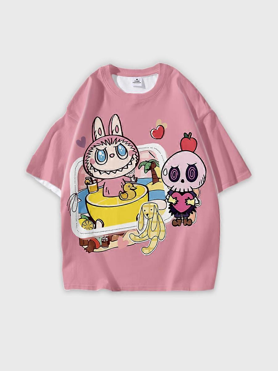 T-shirt round neck Pattern loose short sleeve P2046