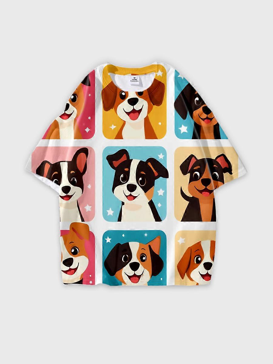 T-shirt round neck Pattern loose short sleeve N367