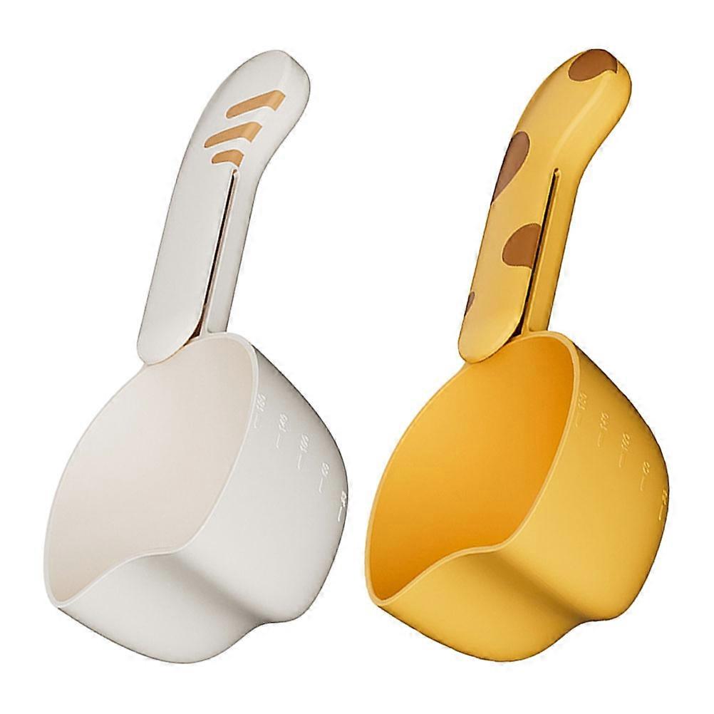 Rice Scoop Multifunctional Kitchen Spoon Grain Scooping Kitchen Tool Yellow Firm Material 2Pcs