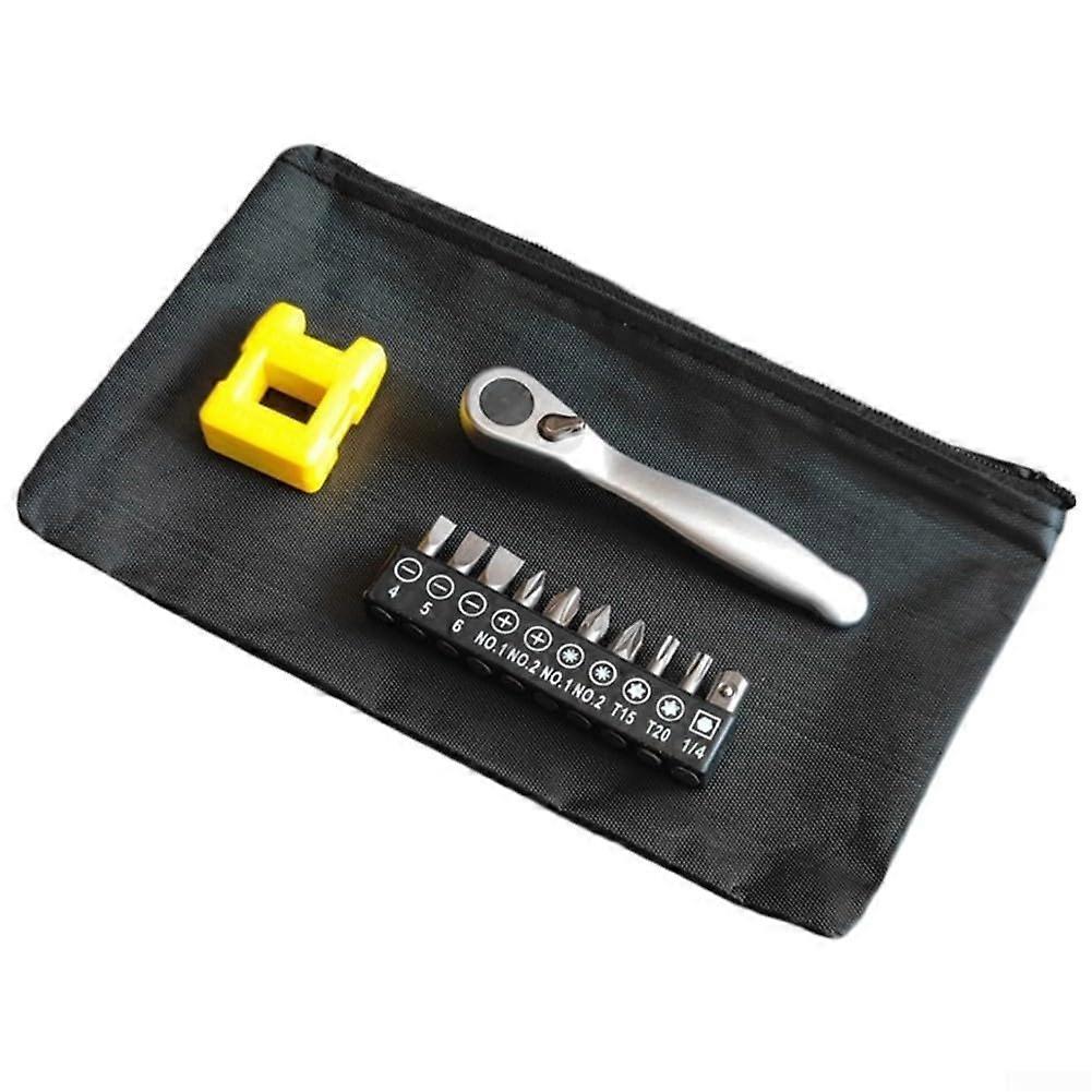Ratchet Wrench Set, 72Tooth Ratchet Wrench Set, with Cross Screwdriver Bit Magnetizer, for Work in Tight Spaces