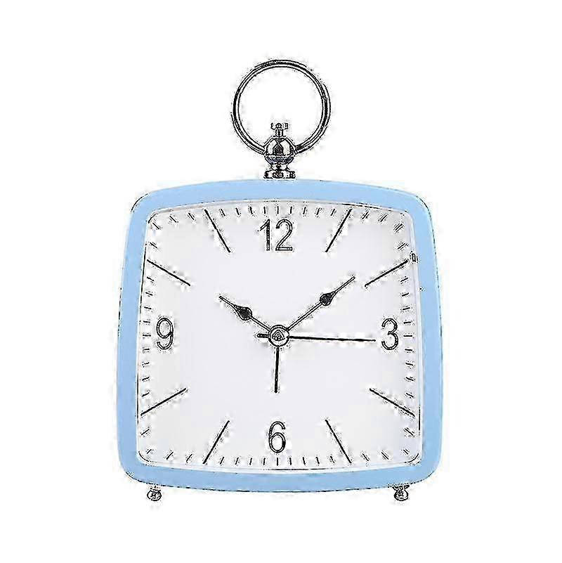 2025 4.6-inch Simple Metal Silent Bedside Alarm Clock with Luminous Cute Design, Ideal for Students, Children, and Adults (blue)