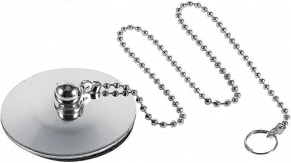 Chrome Tub Drain Cover Plug with Chain for Sink 62x44x12mm