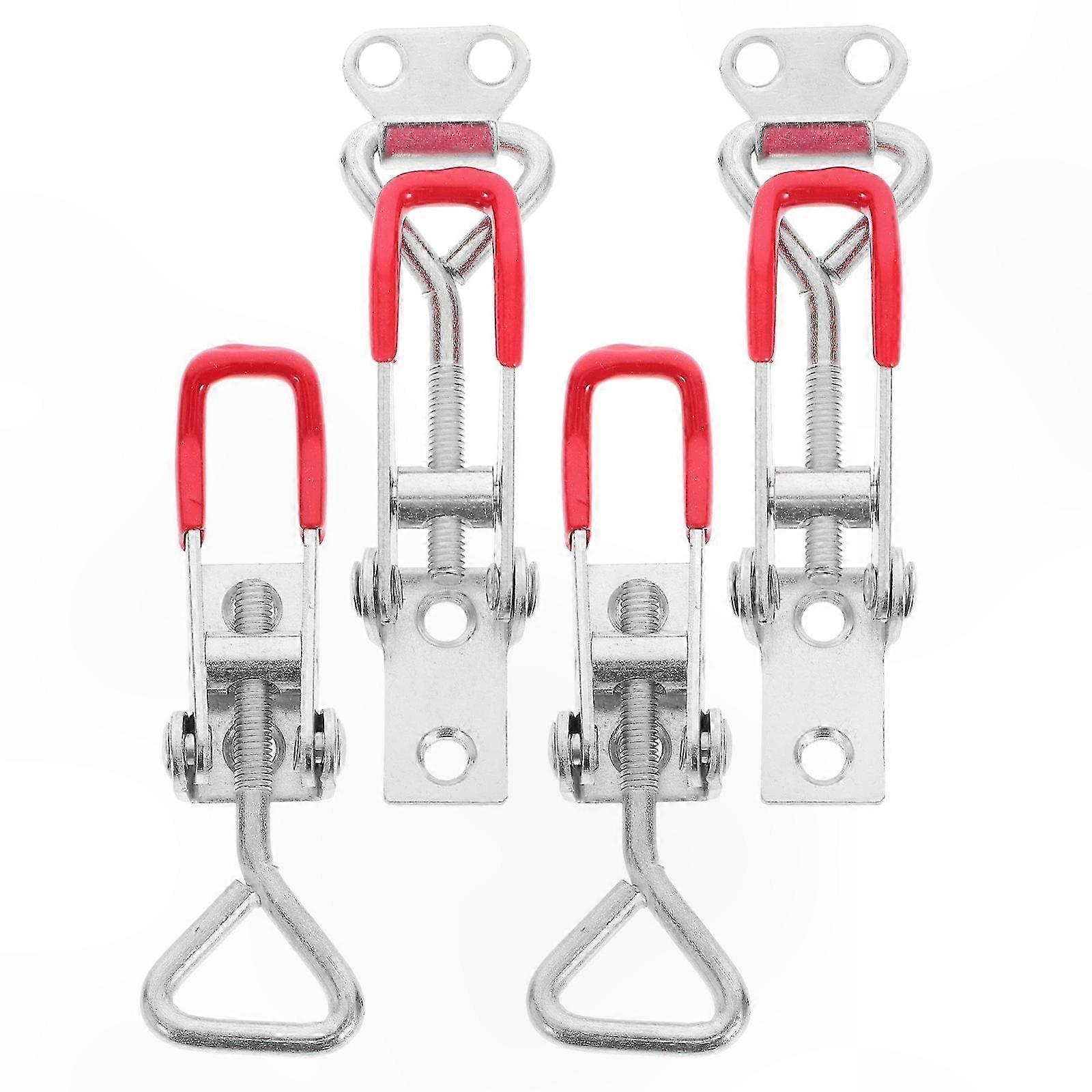 Heavy Duty Silver Rectangular Latch for Outdoor Use, 4 Pack, Adjustable Pull Toggle Lock