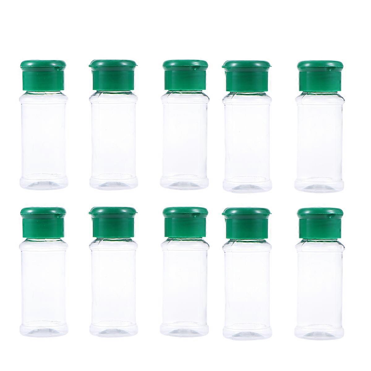 Green PET Plastic Spice Jar with Coarse Perforations for Easy Storage and Space Saving 10pcs