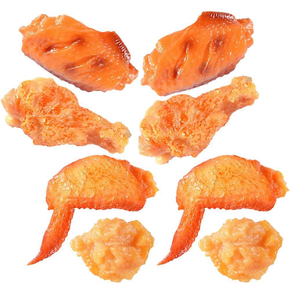 Lifelike Imitated Fried Chicken Models 8Pcs Decoration Props For Collectors Playtime PVC Material Orange