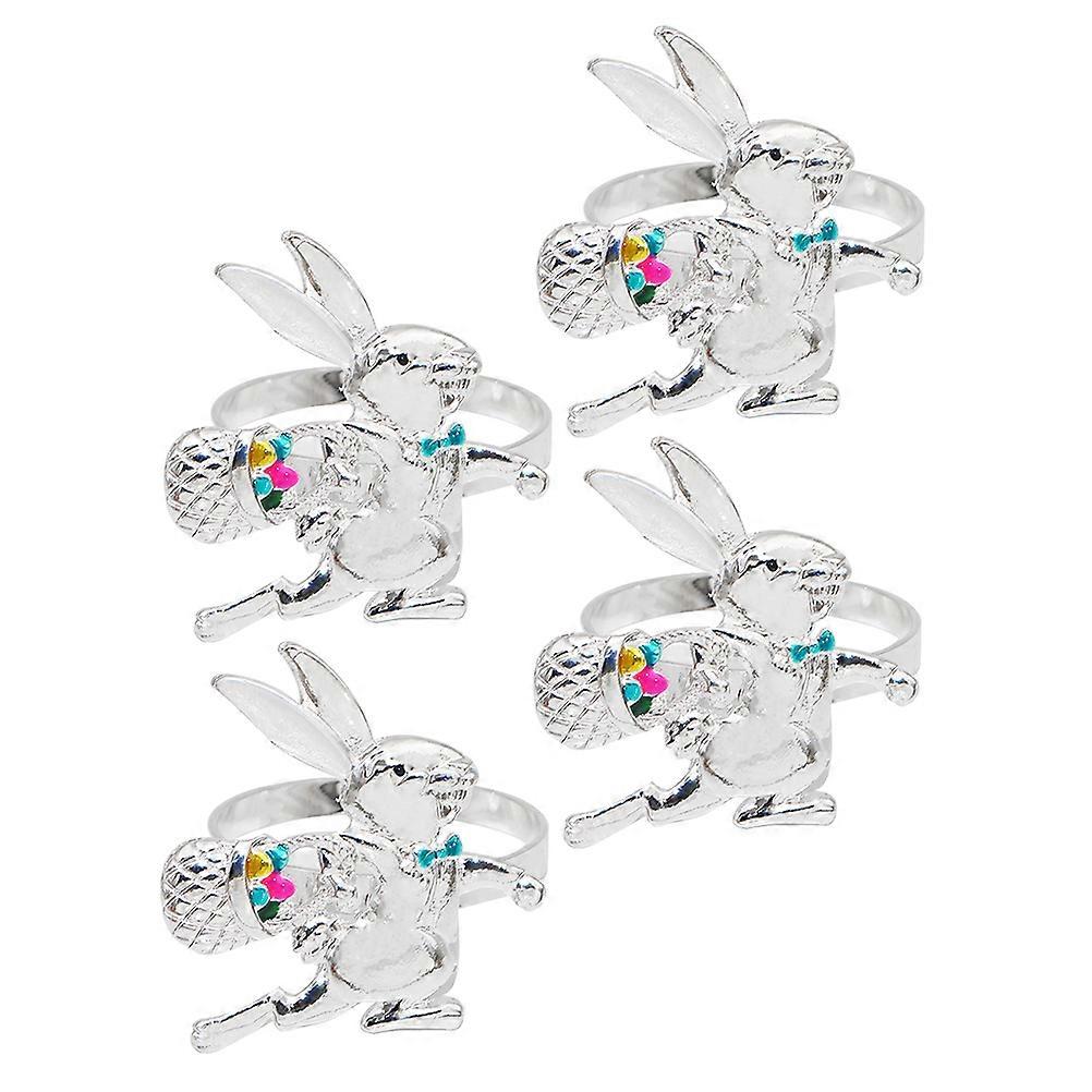 Easter Bunny Napkin Rings Set 4Pcs Charming Rabbit Serviette Rings Suitable For Family Gathering Spring Dinner Festive Table Decor