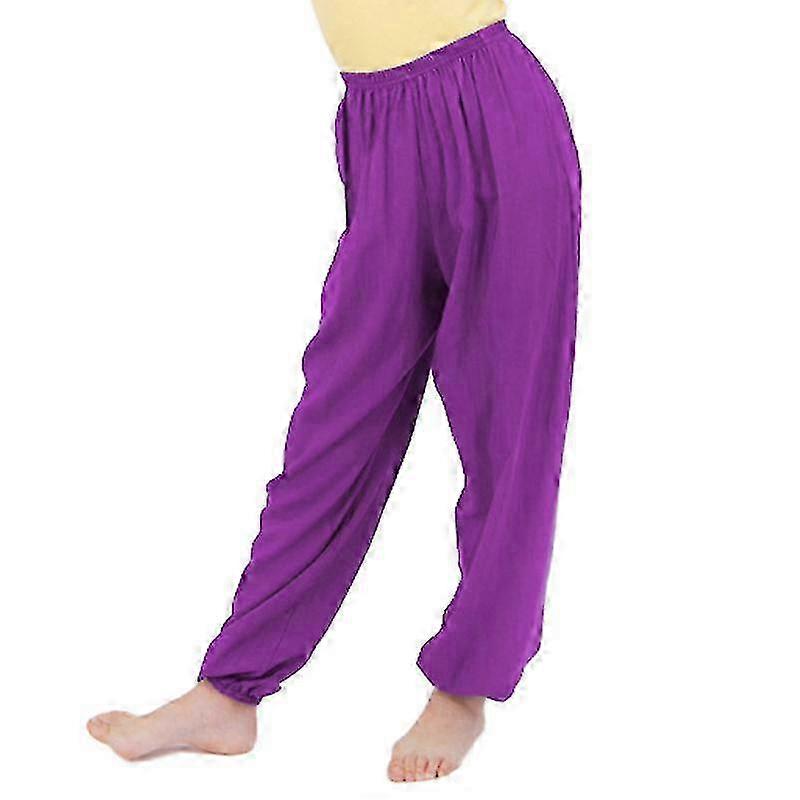 Filles Garçon Harem Pantalon Ali Baba Plain Pantalon Leggings Pantalons Bas Violet