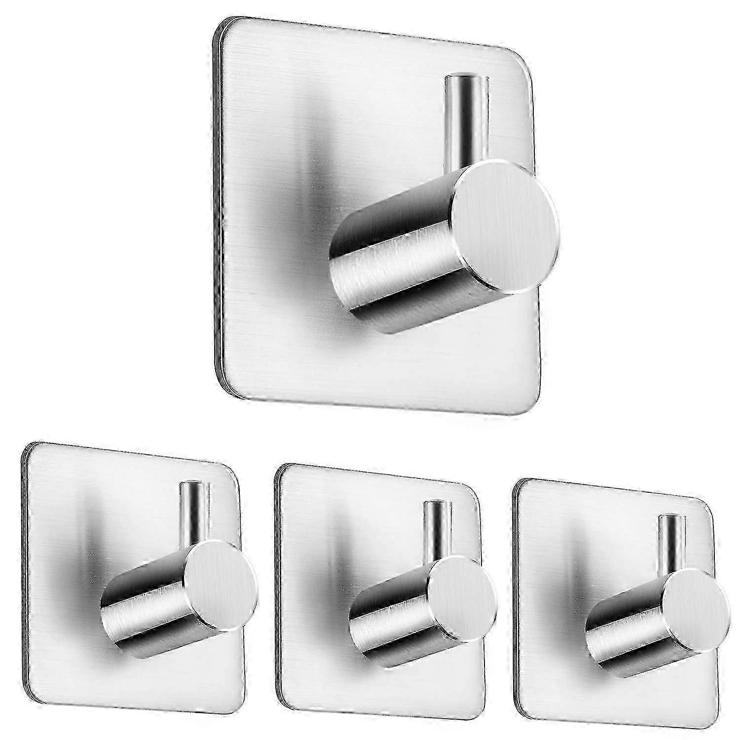 Self-Adhesive Towel Hooks for Bathroom & Kitchen, No Drilling, 4-Pack