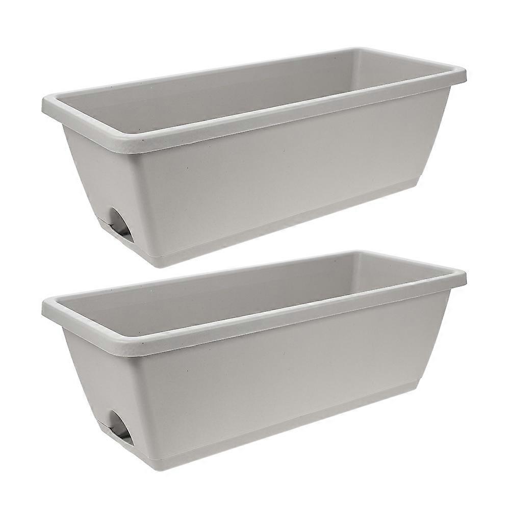 2 Sets Rectangular Window Flower Box Planter for Plants and Vegetables with Tray
