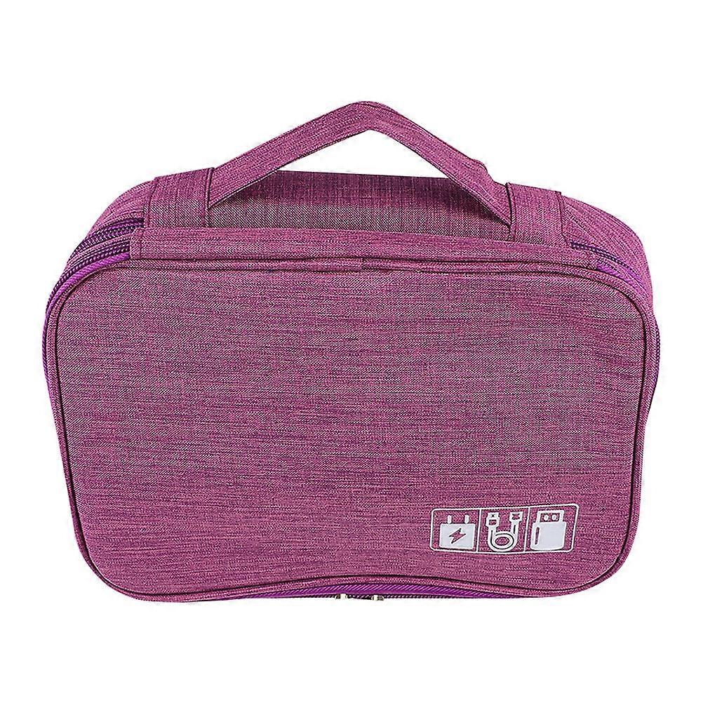 Data Cable Storage Bag Travel Cord Organizer Electronics Case Violet Double Layered Design for Adults 1Set
