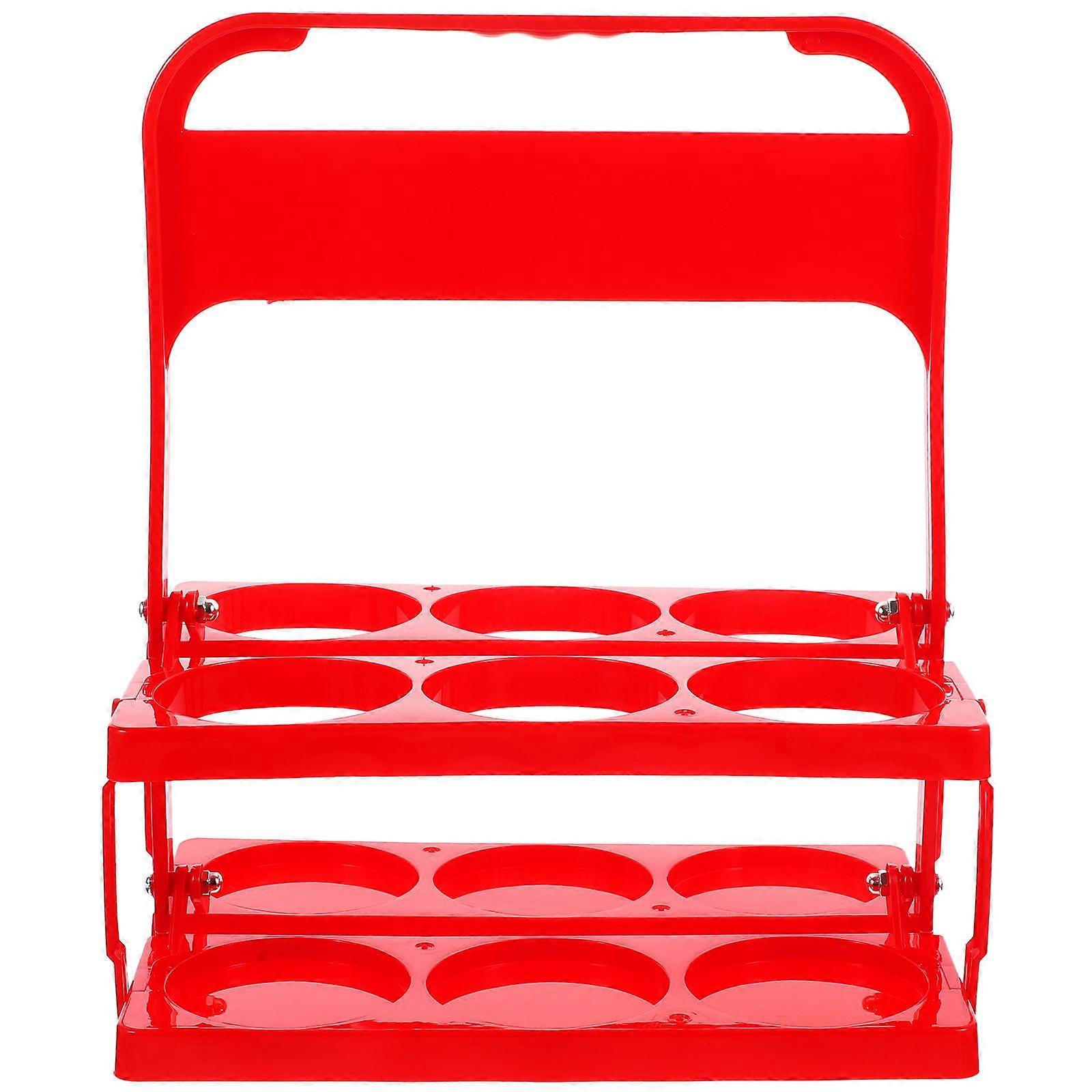 1Pcs Portable Bottle Organizer For Home Bars Parties Adults Non-Skid Handle Simple Design Red Plastic Storage Solution