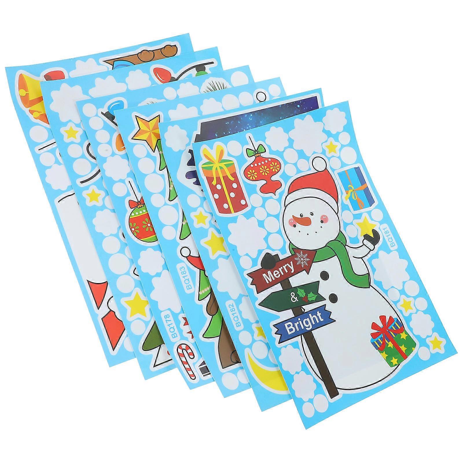 Christmas Window Stickers Designed For Shopping Malls And Supermarkets 6Pcs Green PVC Create Festive Atmosphere